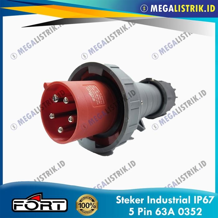 Fort Steker Industrial 5 Pin 63A Ip67 Ft-0352 / Plug Genset 5P 63 Ampere Cee 3P+N+E Ft0352