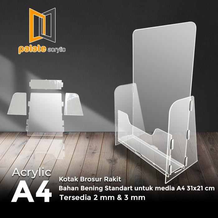 

AKRILIK TEMPAT BROSUR / RAK / BOX A4 - MODEL RAKIT