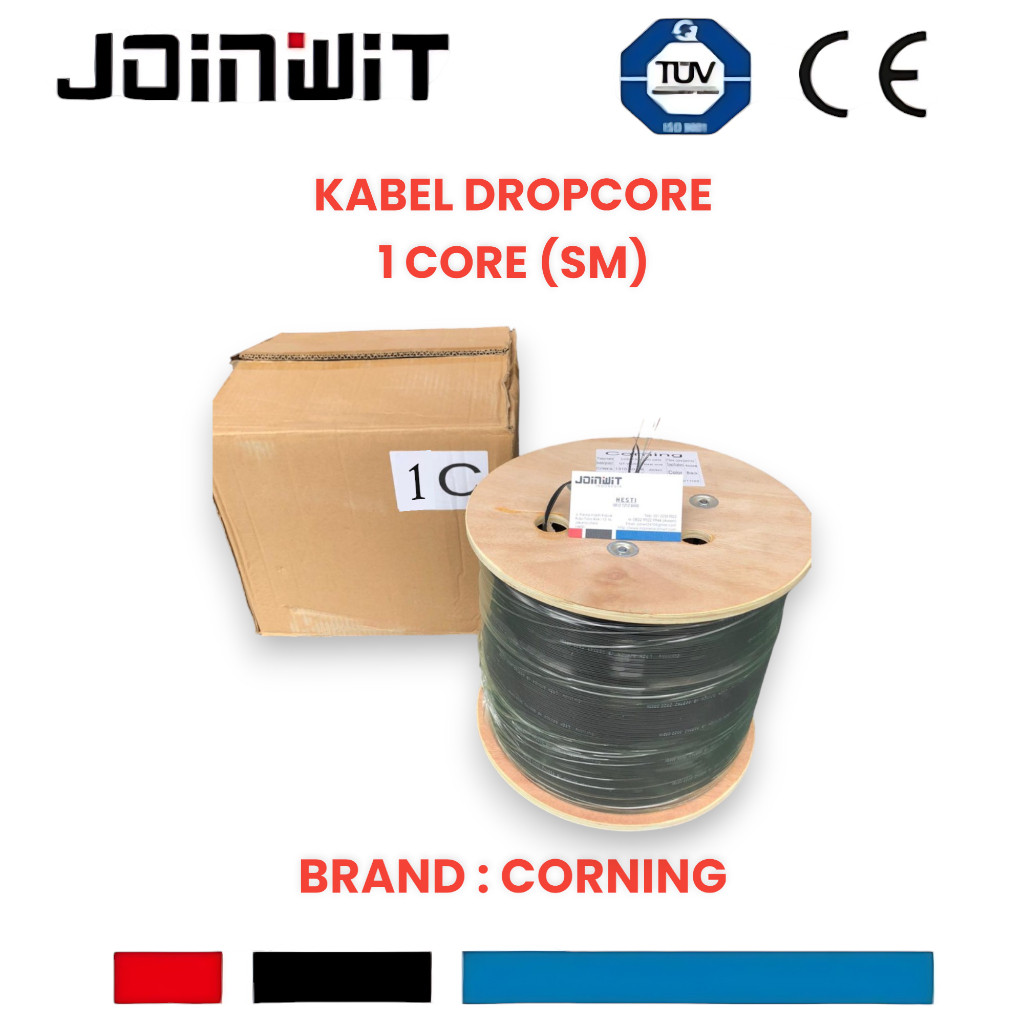 LL Kabel Dropcore 1 core/ 1 ROLL 3 SLING Wire Dropcable Fiber Optic 1, 2, 4 CORE 1000 Meter/fo Dw6