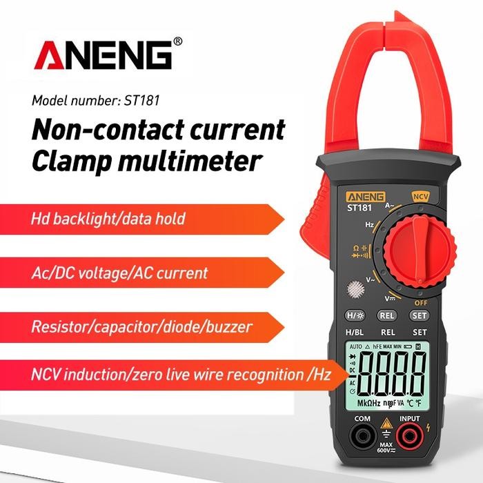 Aneng St182 Digital Clamp Meter Ac Dc Voltmeter Amperemeter Multimeter Dengan Layar Lcd Lampu Latar