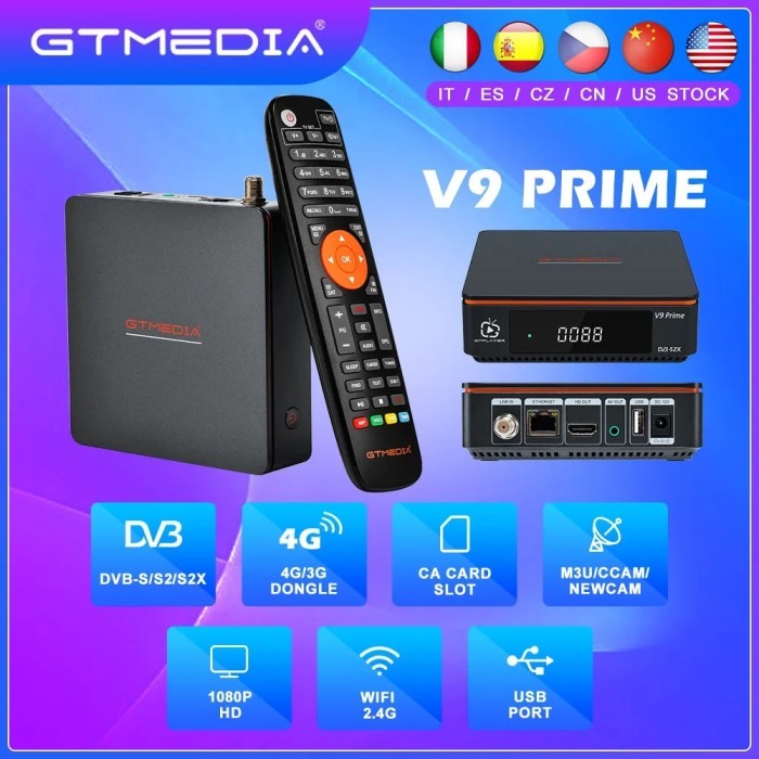 GTMEDIA V9 Prime Satellite TV Receiver DVB S S2 S2X 1080P HD CA Card