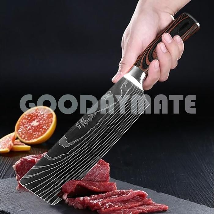 XITUO Pisau Dapur Set Chef Damascus Pattern Pisau Daging