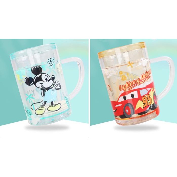 gelas cangkir air minum anak karakter disney gelas plastik layer air