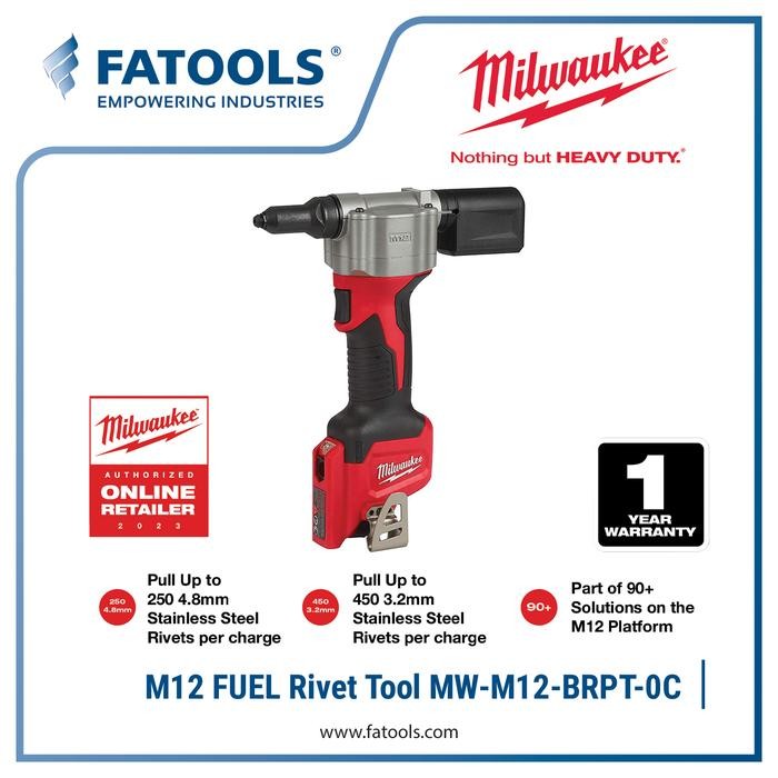 MILWAUKEE M12 BPRT RIVET TOOL CORDLESS BATTERY MESIN PAKU TEMBAK