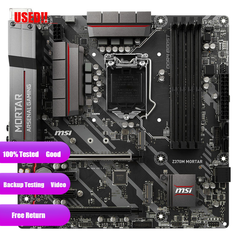 Used MSI GAMING Z370M MORTAR LGA 1151 (300 Series) Intel Z370 HDMI SATA 6Gb/s USB 3.1 Micro ATX Inte