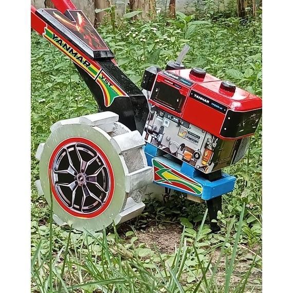 mainan anak miniatur traktor oleng traktor sawah dari kayu