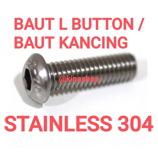 BAUT L BUTTON M8 X 60MM STAINLESS 304 ANTI KARAT
