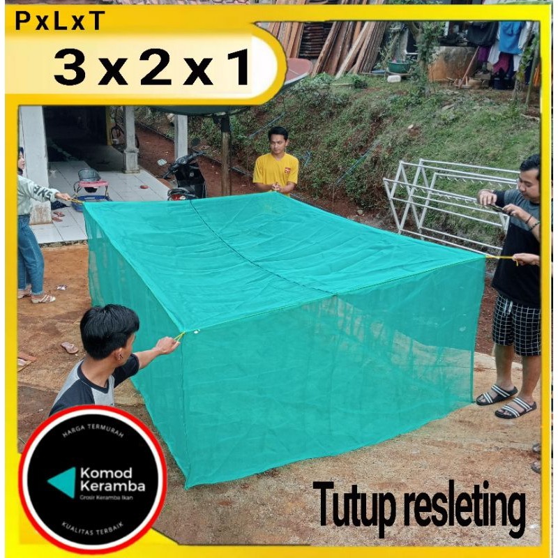 TREA keramba ikan 3x2x1 plus tutup resleting karamba apung kerambah burayak ikan lele siap pakai