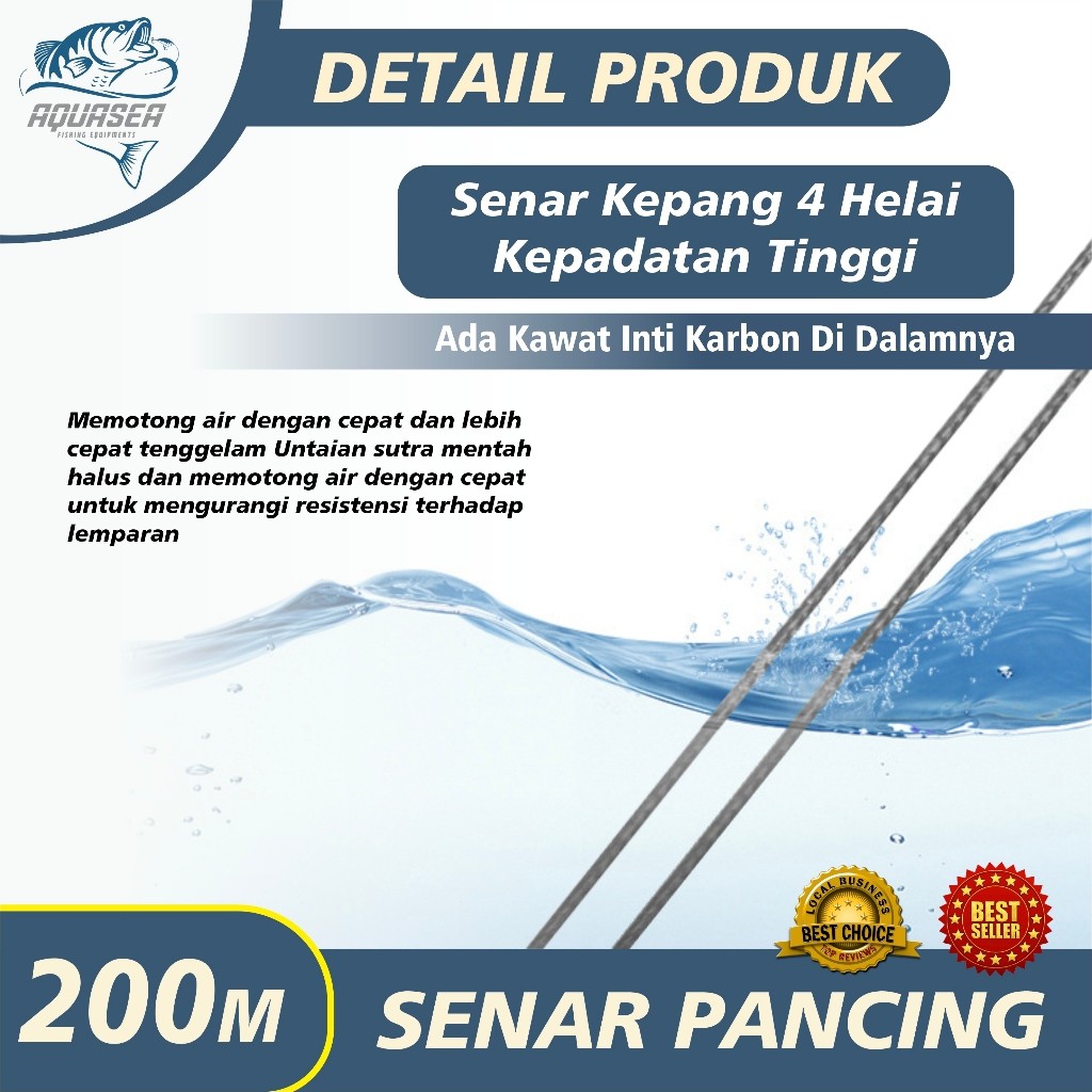 ID AQUASEA - TALI PANCING SENSOR BRIGHT 200M PANCING PE NEO+SI2 JEPANG PANCING KUAT & TAHAN BAHAN PE