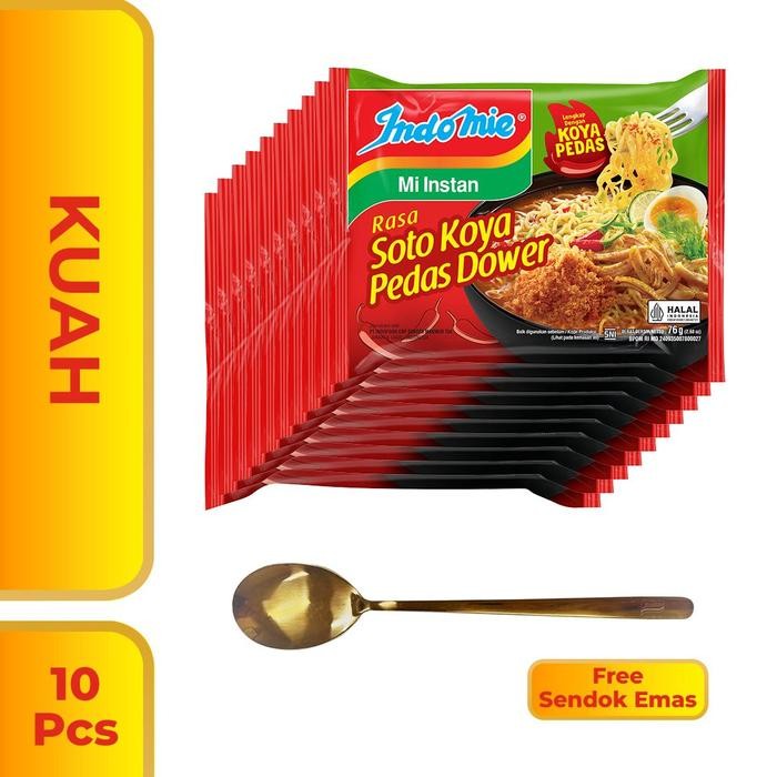

Ready JT 10 Pcs Indomie Soto Koya Pedas dower Free Sendok Emas