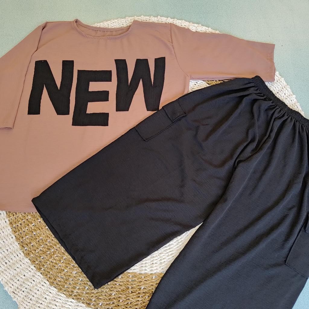 SUNS NEW ONE SET CARGO JUMBO Setelan Celana Cargo Kekinian Wanita Jumbo LD 150 cm Jumbo Crinkle