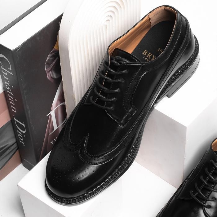 Work Series Longwing Black - Brygan Craftmanship Sepatu Kerja Pantofel Pria Shoes Hitam Fantofel