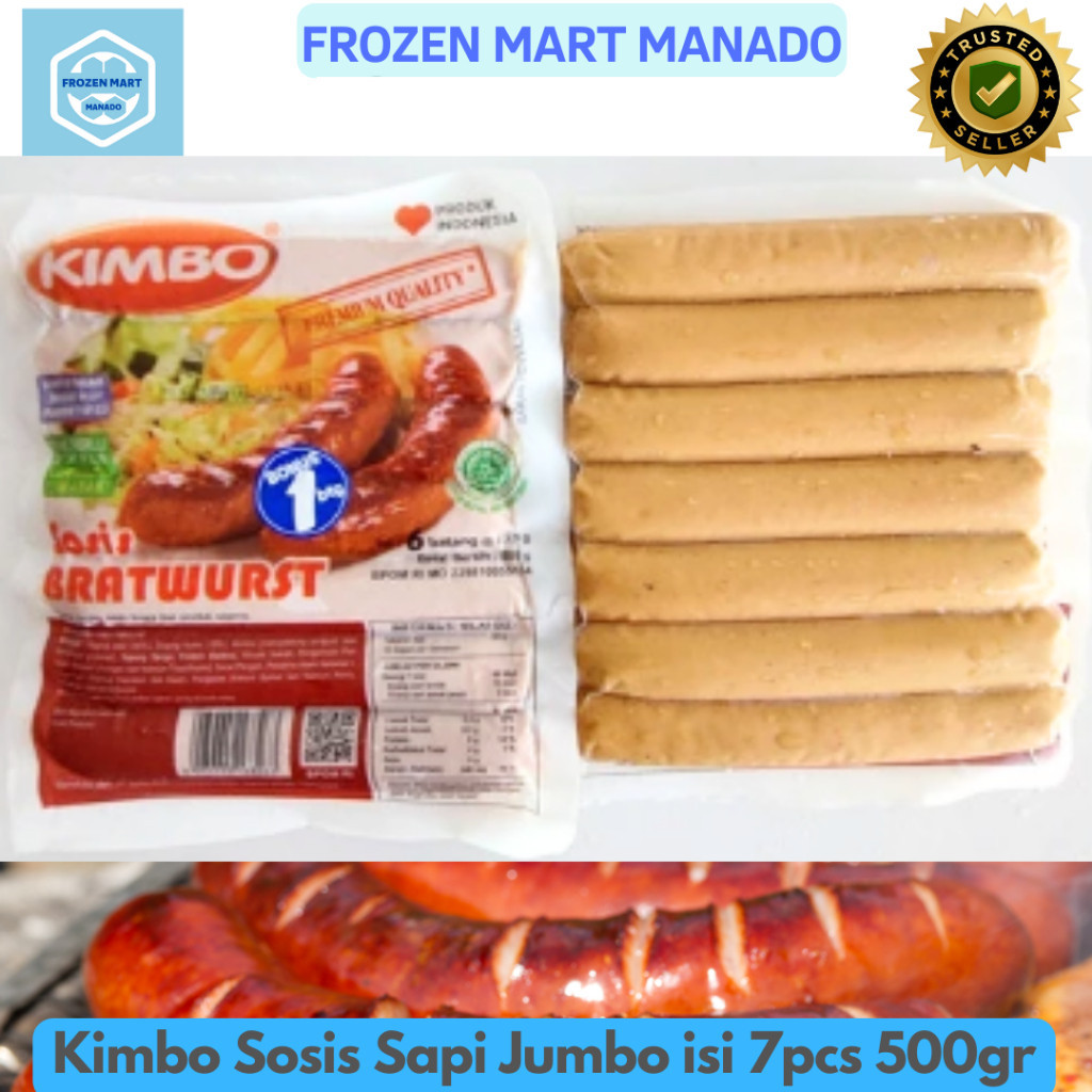 

Kimbo Sosis Sapi Jumbo isi 7pcs 500gr - Frozen Food Tomohon