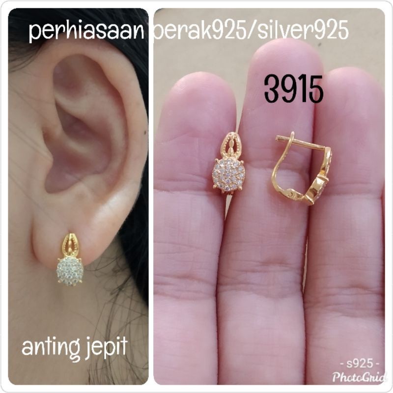 ANTING JEPIT VARIASI PERAK ASLI 925 LAPIS EMAS