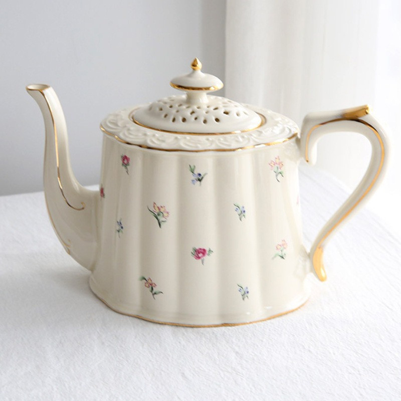 Lourdes Tea Pot Set / Teko Cangkir Gelas Minum Teh Kopi Keramik Eropa Cantik Aesthetic Mewah /