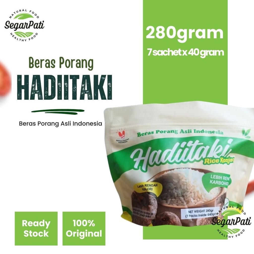

Terlaris! HADIITAKI Travel Pack Beras ng Shirataki Konjac Rice Rendah Kal Isi 7 Sachet