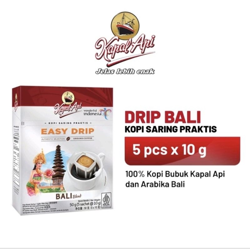 

PROMO Kapal Api Drip Bali Blend 5x10gr (50gr) promo sampai tgl 25 mei 2025