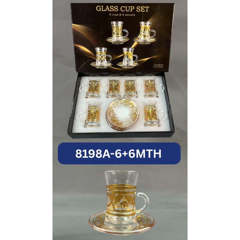 CANGKIR GELAS SET TATAK TURKI GOLD MEWAH + EXTRA BUBBLE WRAP
