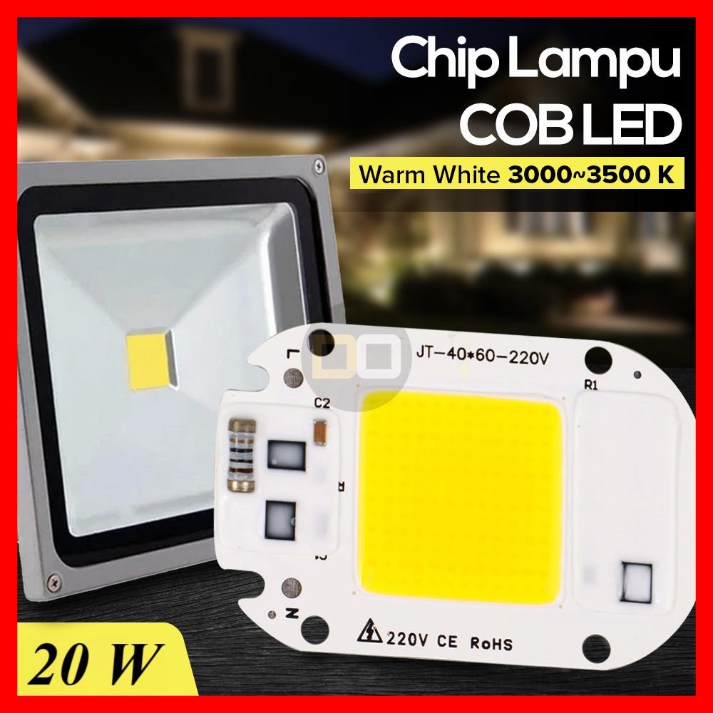 Chip Lampu Sorot LED COB 20 Watt Kuning Warm White 3500K 220V 20W Floodlight Spotlight TaffLED