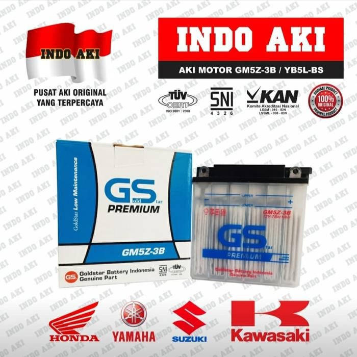 cerah.merona4 Aki Motor Yamaha Mio Sporty GM5 GM5Z 3B GM5Z3B GS Gold Star Accu Basah