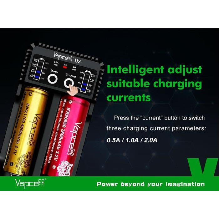 AUTHENTIC VAPCELL U2 FAST CHARGER BATTERY 2A 18650 21700 AAA AA