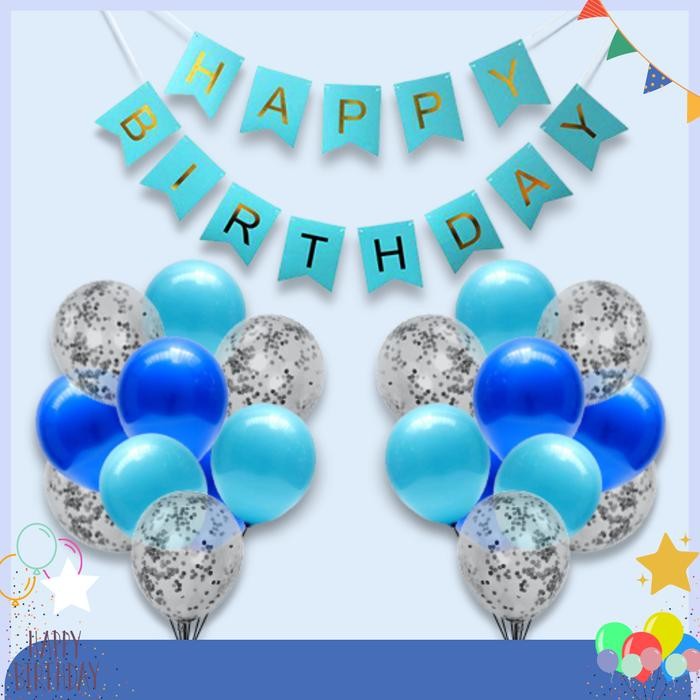 

Paket Ulang Tahun Simple Banner Hbd Segilima Biru Pink 20 Pcs Balon