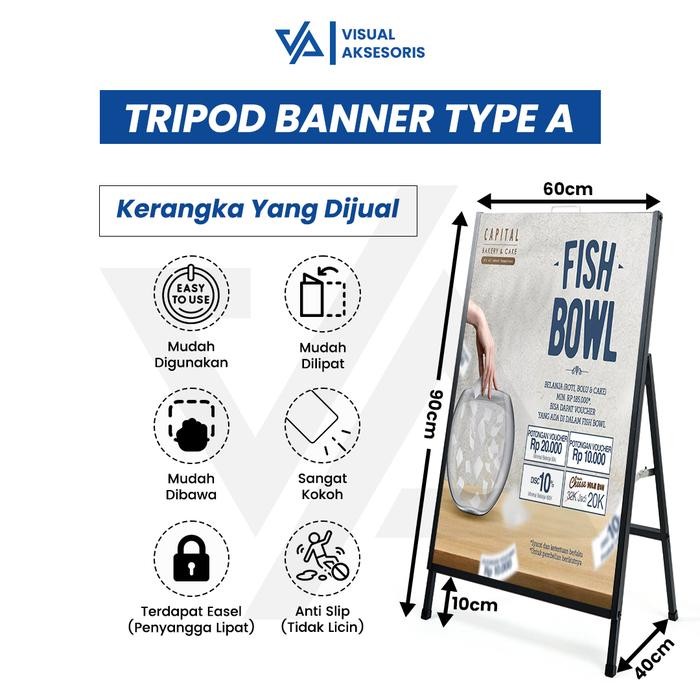

Tripod Banner Type A / Stand Display Poster Pavement / Sign Poster Pavement / Stand Banner Portable