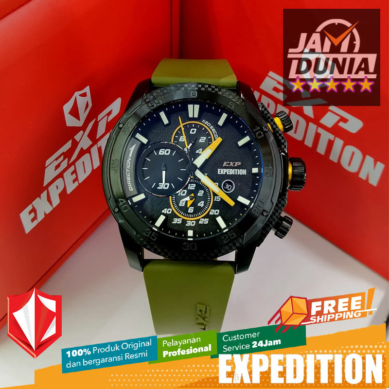 JAM TANGAN PRIA WANITA EXPEDITION ORIGINAL GREEN STRAP EXF 6810 EXF6810 EXF 6810 EXPEDITION 6810 CT 