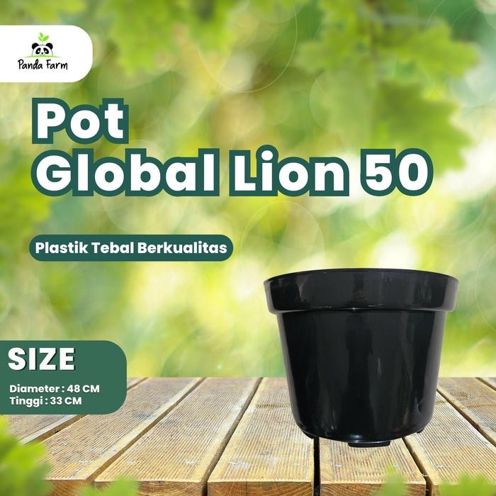 Hanya disini Pot Plastik Polos Global Lion Hitam No 50