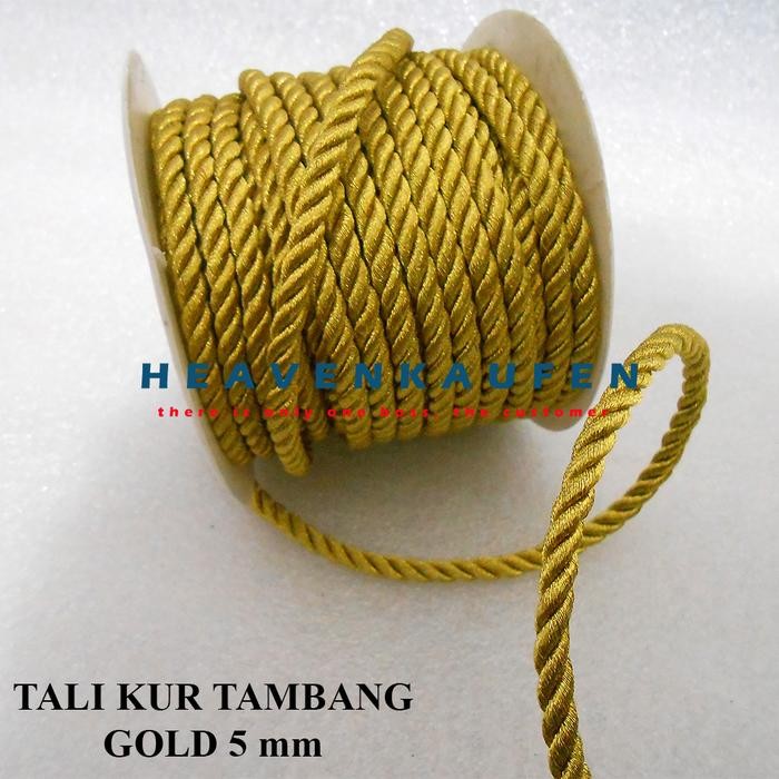 PREMIUM Tali Kur Tambang Emas Gold 5 mm Meteran