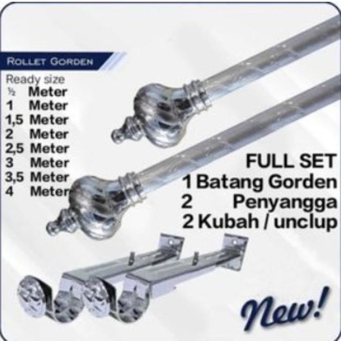 PREMIUM Batang Gorden Full set/Penyangga Gorden/Besi Rollet Full set gorden/Batang Full Set
