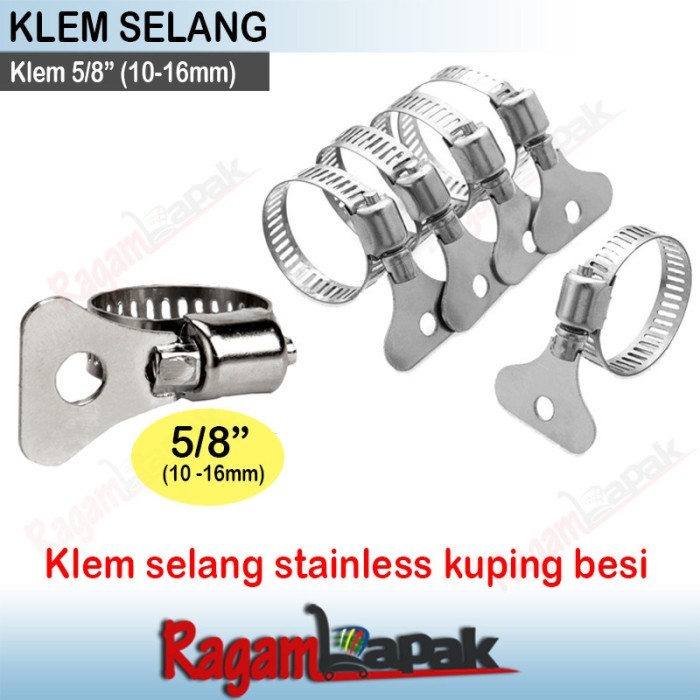 SALE KLEM SELANG STAINLESS KUPING BESI 5/8" HOSE CLAMP 5/8" WITH HANDLE