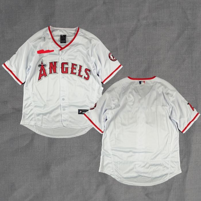 Baju Jersey Baseball Mlb Los Angeles Angels Import Quality White Terbaru