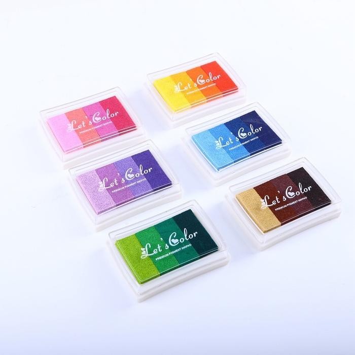 

6PCS/SET Stamp Pad InkPad bak stempel gradient lets color radiant color tinta cap stempel warna