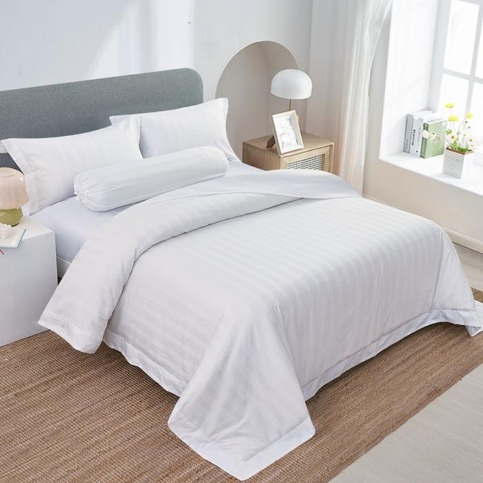 PREMIUM Informa Fiore 180X200 cm Set 6 Pcs Seprai King Katun Satin Jacquard Aslan Sprei Polos Seprai