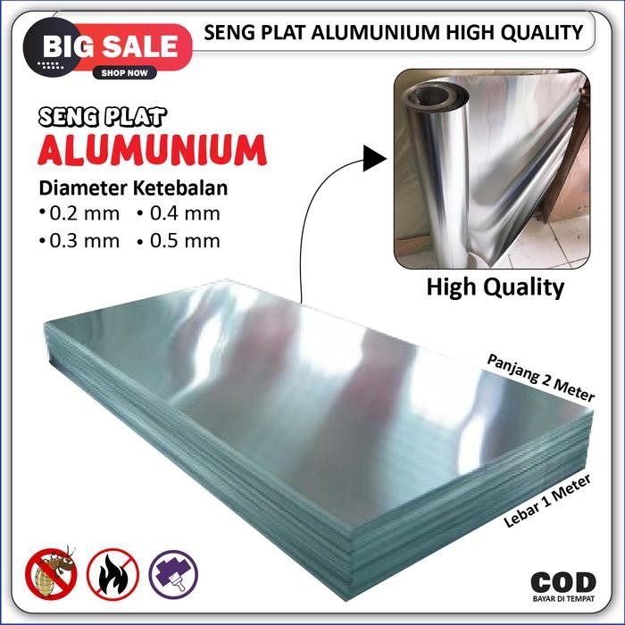 PREMIUM Seng Plat Aluminium Lembaran Panjang 2 Meter Lebar 1 Meter Tebal 0.2 0.3 0.4 0.5 Mm Buat