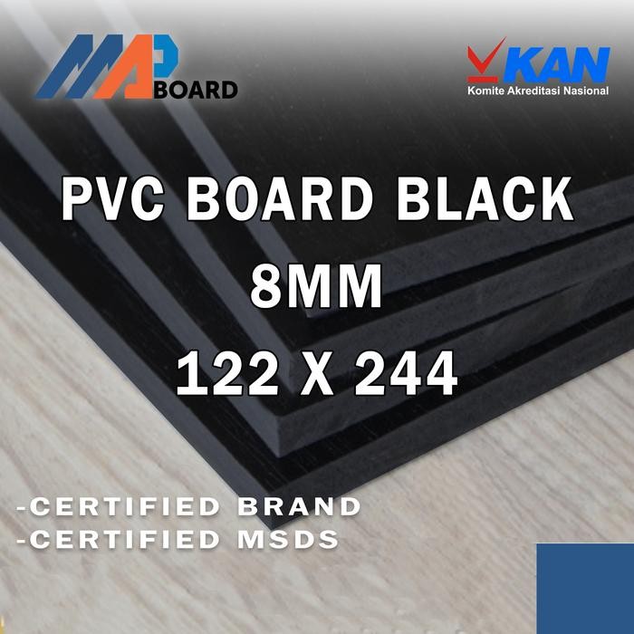 PREMIUM PVC Board Lembaran PVC Foam Board Black MAP Board Ketebalan 8MM Ukuran 122x244 CM