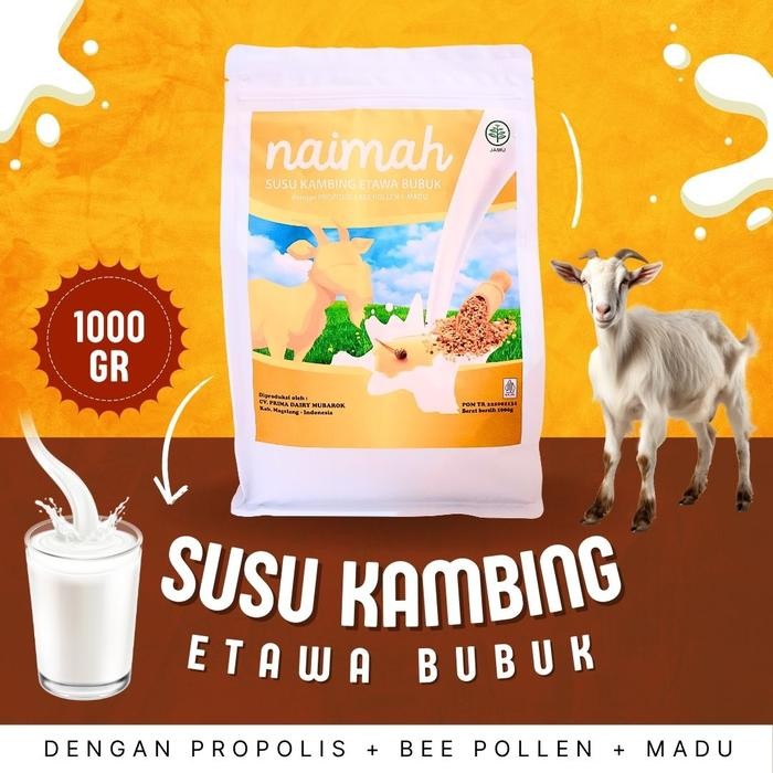 

BARANG TERLARIS Susu Kambing Naimah 1 Kg Asli Etawa Propolis Bee Polen Plus Madu