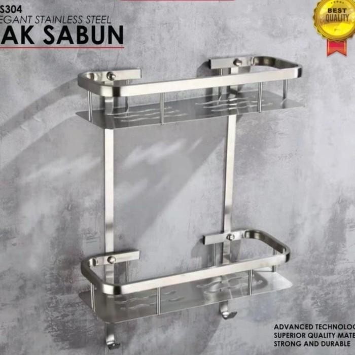 PREMIUM Rak Sudut Kamar Mandi Stenlis Sus 304/Rak Dinding/Rak Sabun Mandi