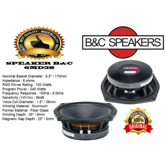 Speaker B&C 6" 6Md38-8 Italy New