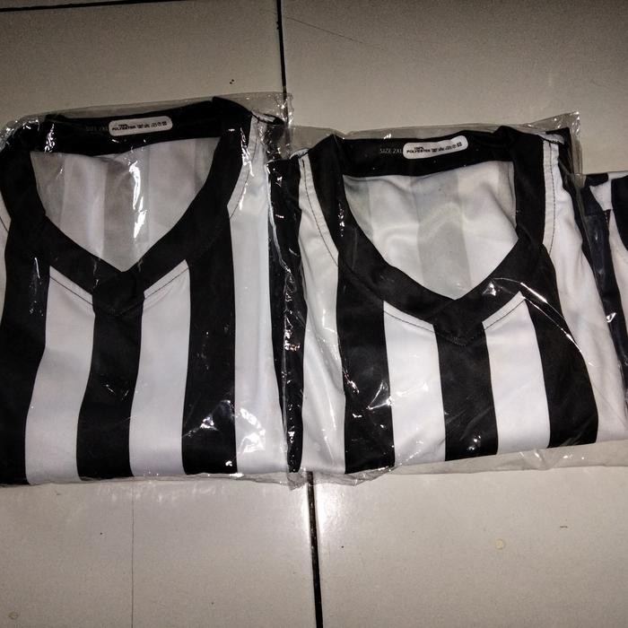 Kostum Baju Jersey Wasit Hitam Putih Basket Futsal Sepak Bola Volley Best Seller