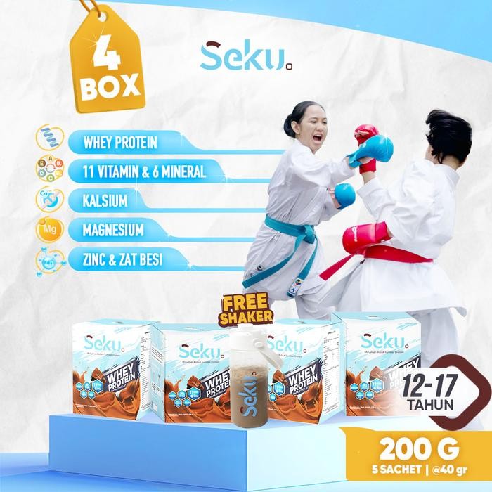 

Barbara.storee 4 Box Seku Susu Bubuk Whey Protein Remaja 12-17 Tahun Rasa Cokelat (Isi 5 Sachet