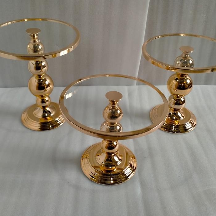 Gold Cake Stand Tempat Kue Kaca Gold Mewah