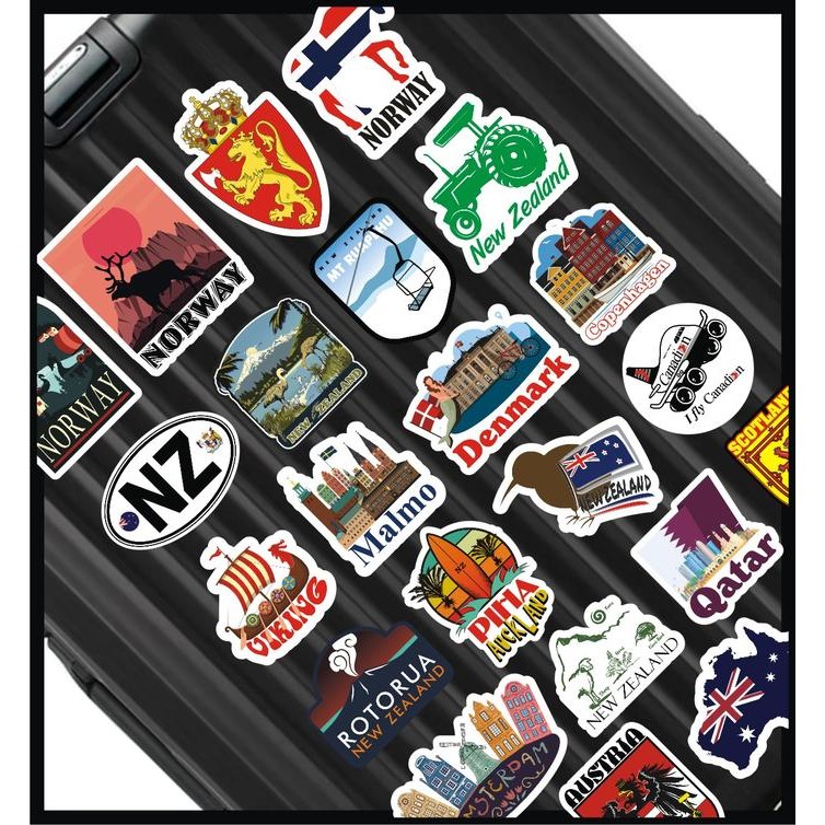 

TRAVEL STICKER PACK / TRAVEL BAG STICKER / STICKER KOPER / LUGGAGE STICKER / NORWAY STICKER /