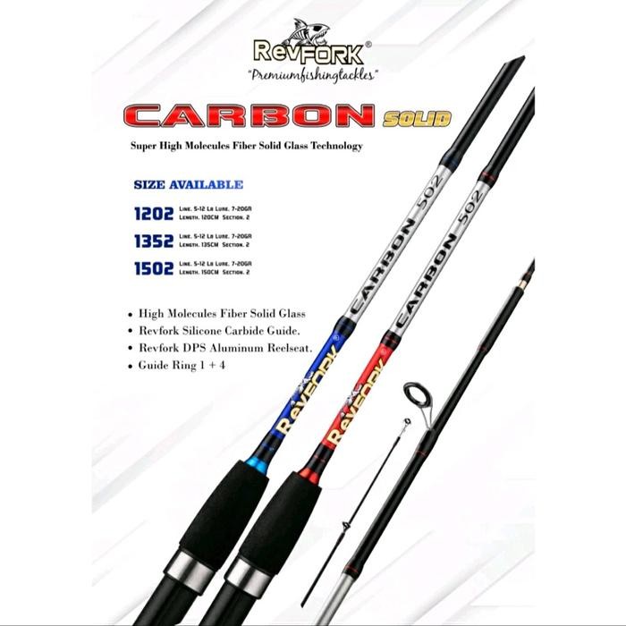 Joran pancing Revfork Carbon Solid High Molecules Fiber Solid Glass kekutan 15kg