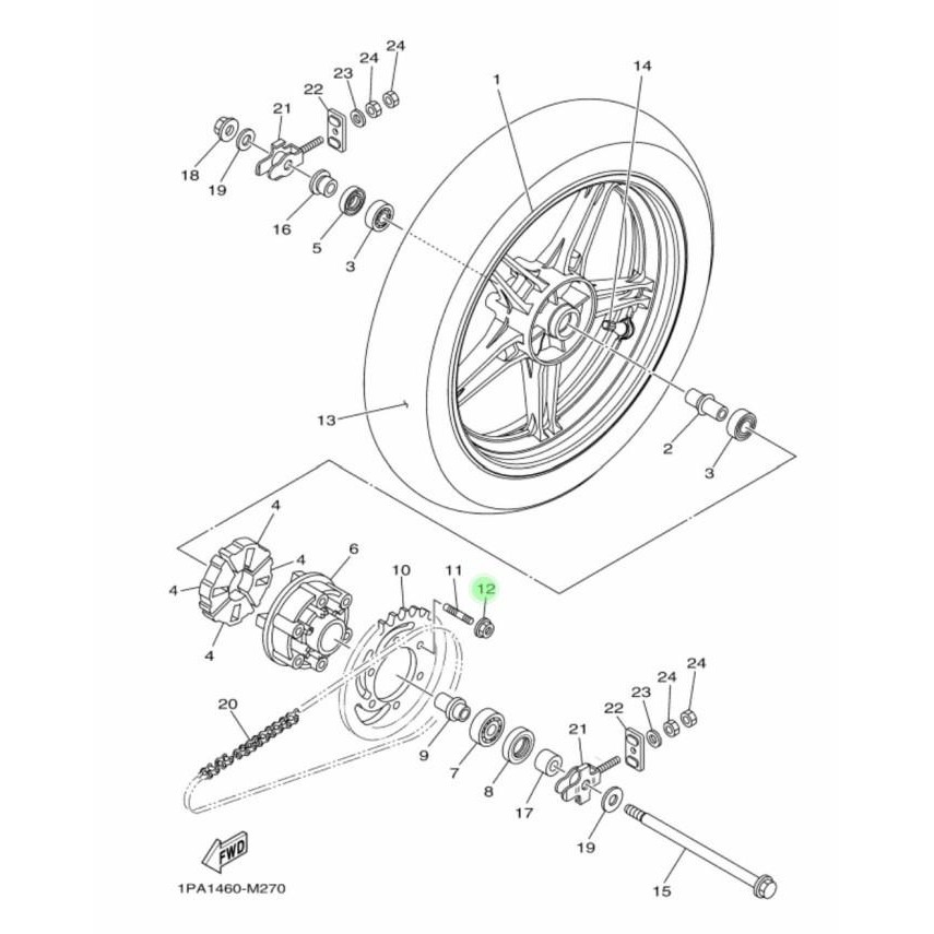 Mur Nap Gir Gear Belakang Xsr 155 Ygp 95602-08200 Kode 007