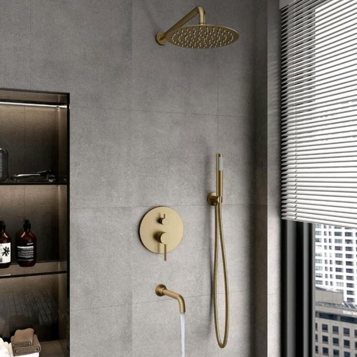 PREMIUM SHOWER SETT PANAS DINGIN BRUSH GOLD MODEL TOTO SHOWER TANAM GOLD DOFF