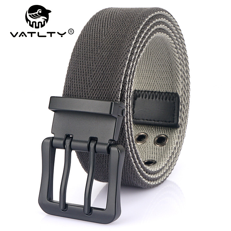 Vintage Reversible Belt For Men Double Needle Alloy Buckle Soft Tough Canvas Belt 38Mm Adjustable