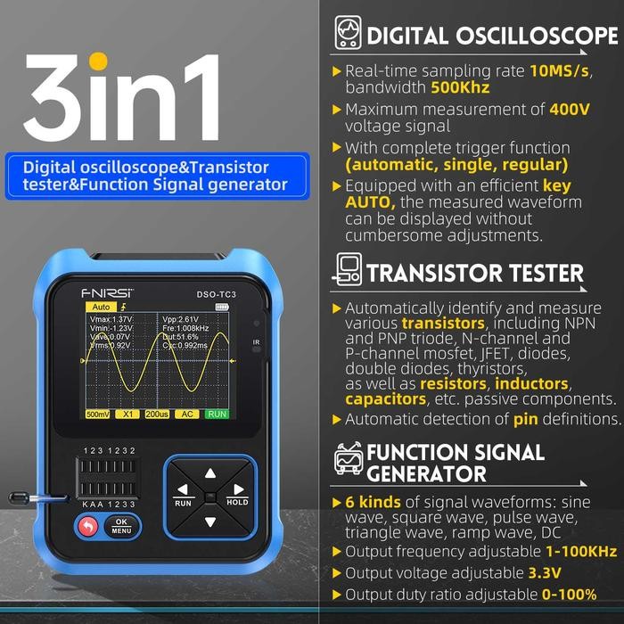 Osiloskop Digital Oscilloscope Mini Handheld FNIRSI DSO-TC3