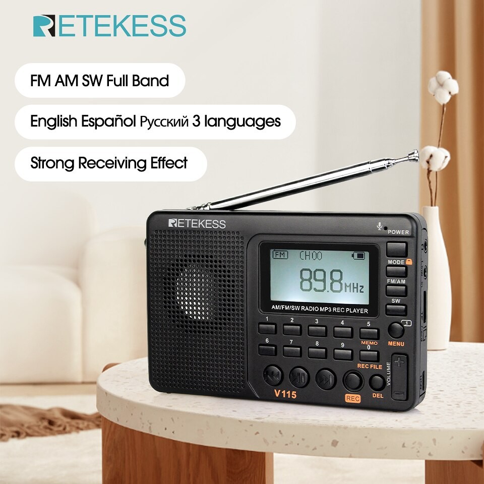 RETEKESS V115 Radio FM AM SW Portable Radios AM FM Rechargeable